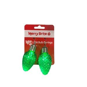 Christmas Earrings NWT Merry Brite  Light Bulb Earrings Light up Green